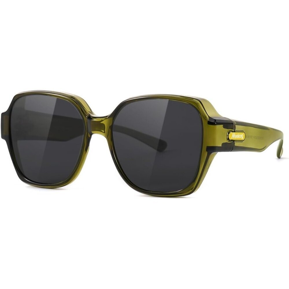 Women's Green Frame Black Lens Polarized Stylish Oversized Fit-over Sunglasses